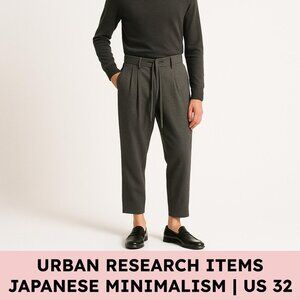 Urban Research Items Japanese Streetwear Cropped Wool Blend Pleated Pants US 32